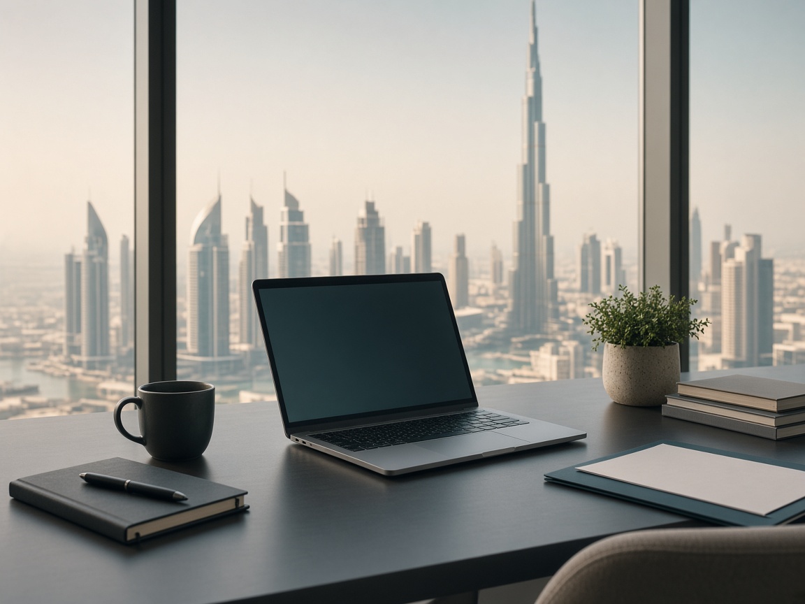 Remote founder preparing Dubai company formation documents on a laptop