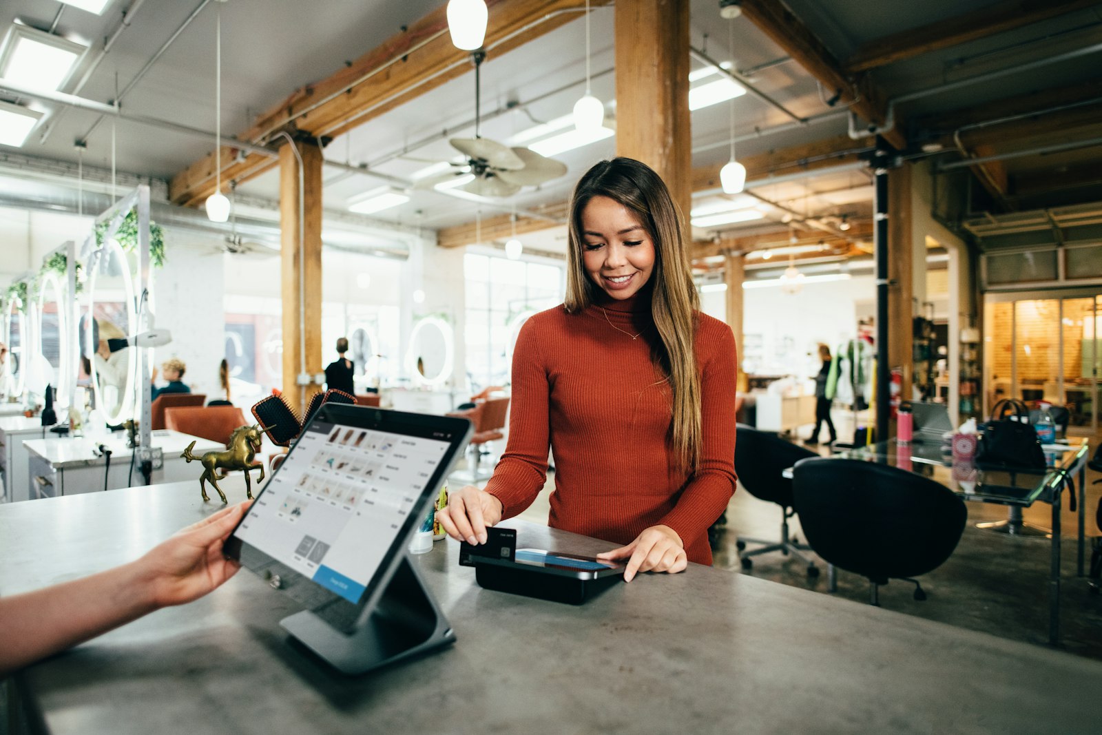Checkout and retail workspace representing online product sales